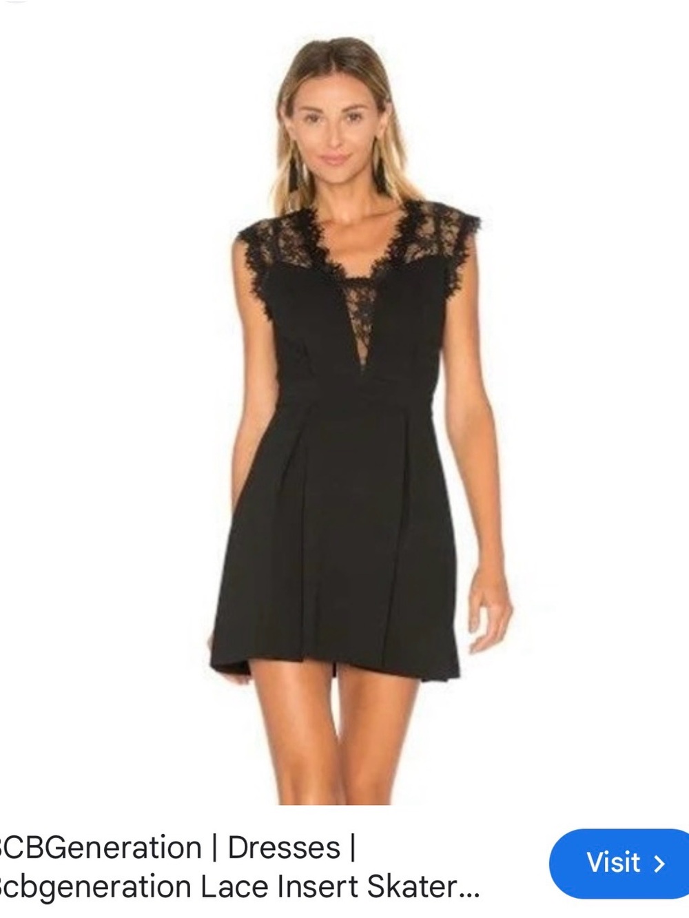 Y2K BCBGeneration Black Lace-Front Skater Dress
